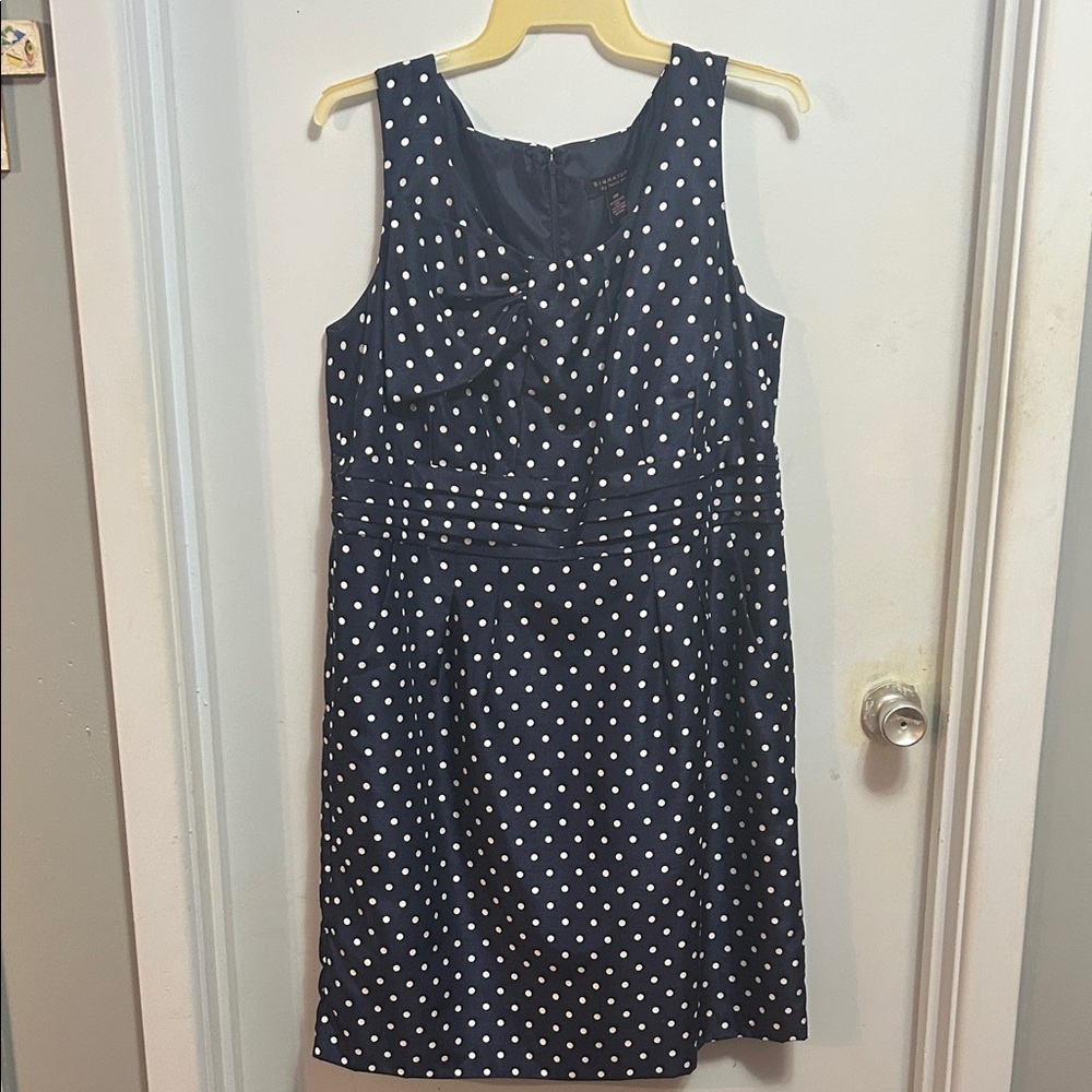 Robbie Bee Navy and White Polka Dot Mini Dress